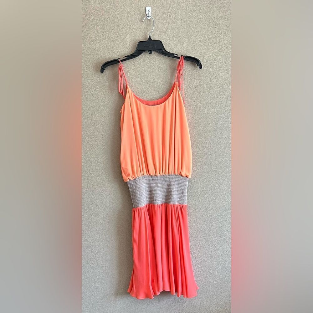 Halston Heritage 100% Silk Tie-Shoulder Colorblock Dress - Picture 2 of 10